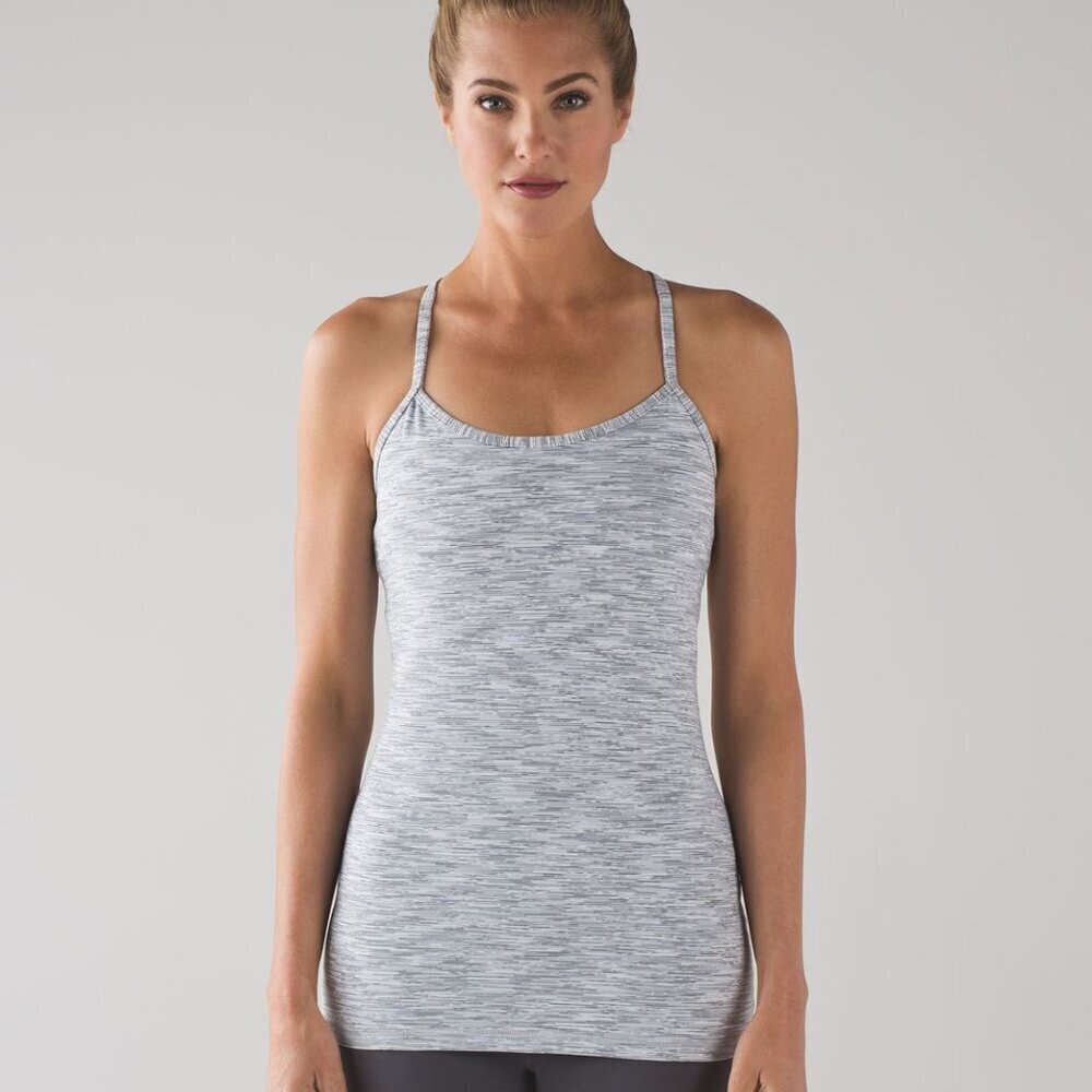 Lululemon Power Y Tank Top Space Ice Grey Alpine White Women's Size 4